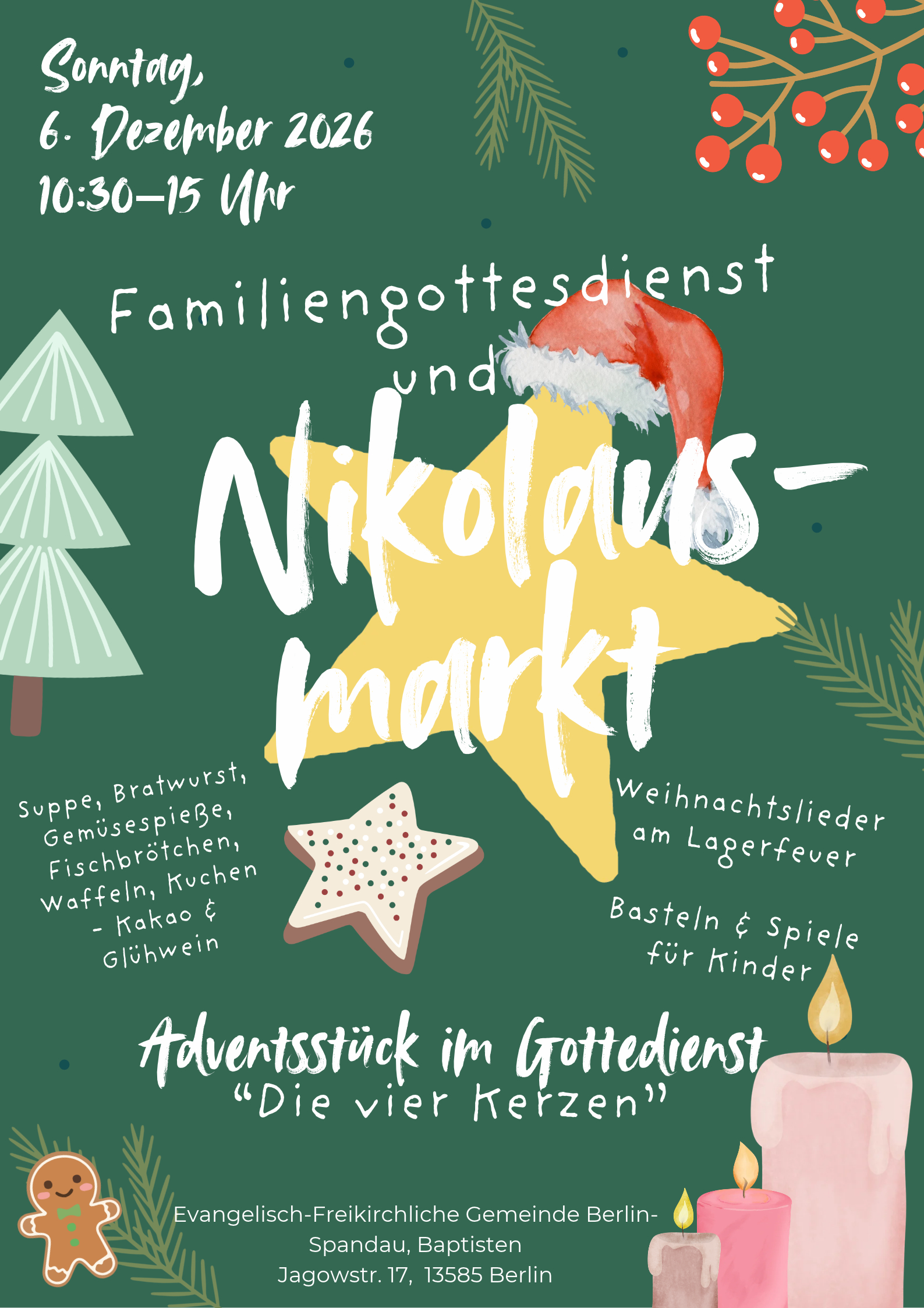 Dunkelblau Hellbeige Illustration Winter Weihnachten Einfach Poster 1